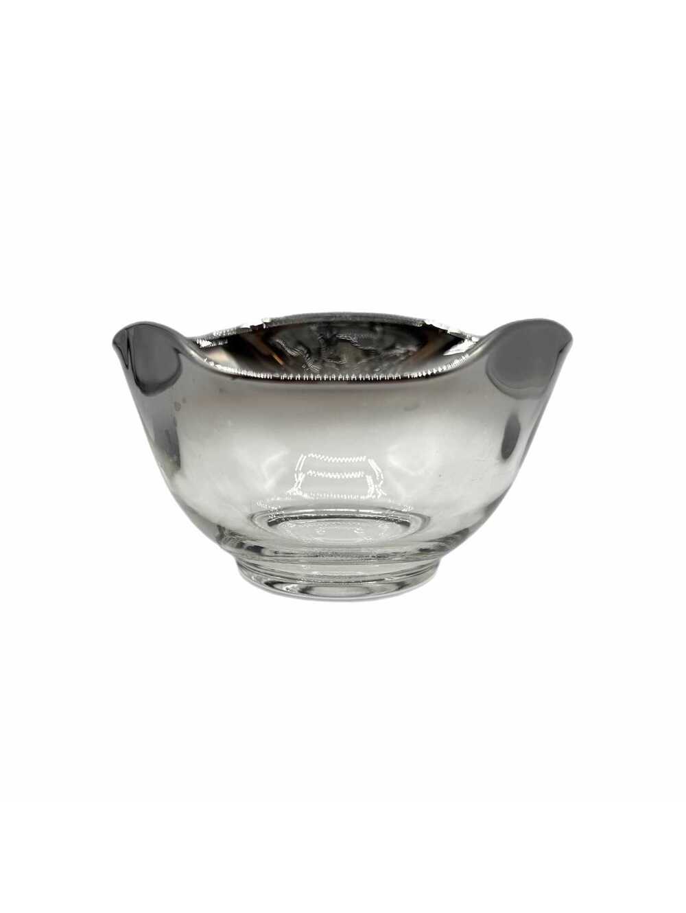 Vintage MCM Dorothy Thorpe Silver Fade Glass Triangle Salad / Candy / Dip Bowl